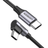 50123-AD-2-l Cable USB-C a USB-C, 1 metro, conector de 90°, carga rápida de hasta 60W, color negro.
