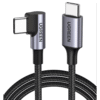 50123-l Cable USB-C a USB-C, 1 metro, conector de 90°, carga rápida de hasta 60W, color negro.