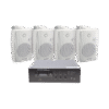 SFB120_4WSW-l KIT de amplificador de 120W para escritorio, 4 altavoces de pared color blanco 2.5W - 20W, sistema 70/100V